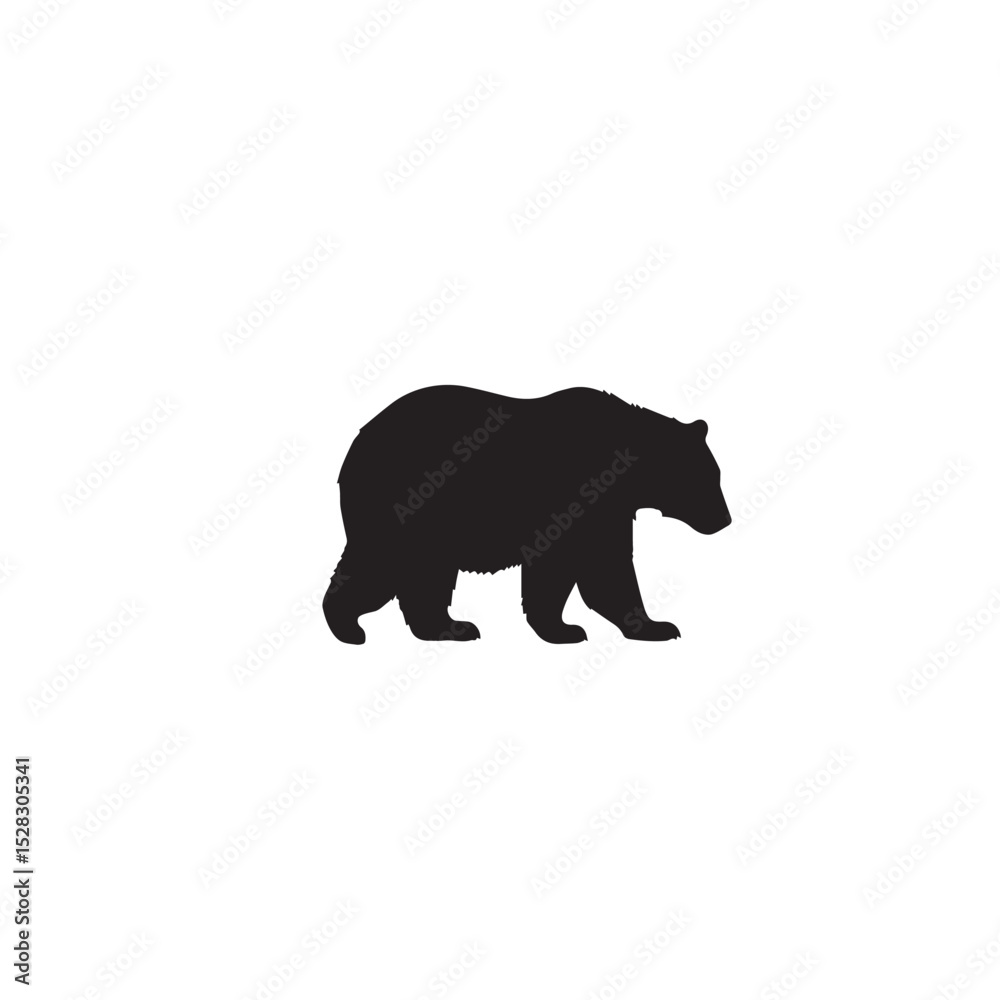 Fototapeta premium Black silhouette of a walking bear