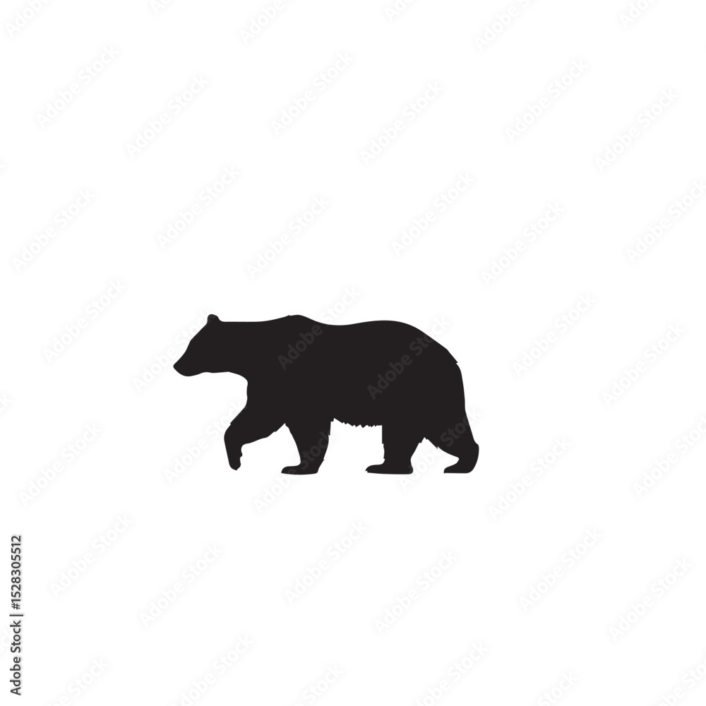 Fototapeta premium Black silhouette of a walking bear