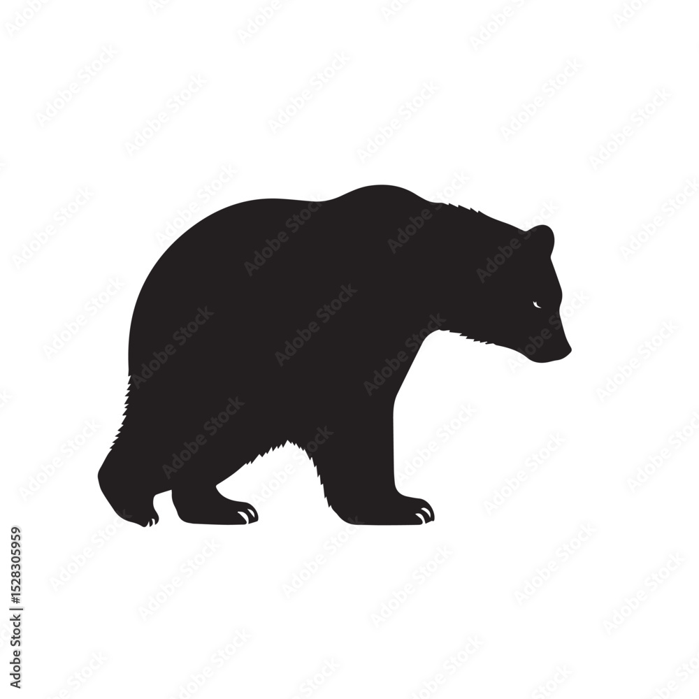 Fototapeta premium Black silhouette of a grizzly bear walking