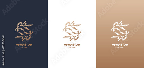 olive oil and branch logo design template