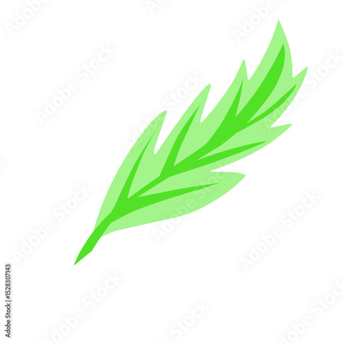 Vibrant verdant plume floating amidst darkness, evoking organic simplicity