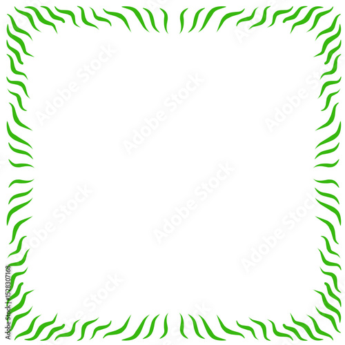 Abstract frame featuring green, wave-like patterns against stark black backdrop