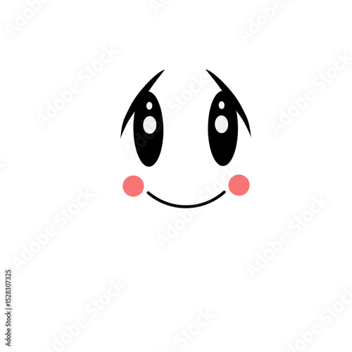 Abstract minimalist composition featuring stylized eyes and cheeks on black background