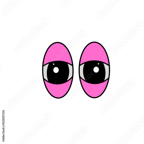 Pink-rimmed animated eyes peering from absolute darkness evoking mystery and intrigue