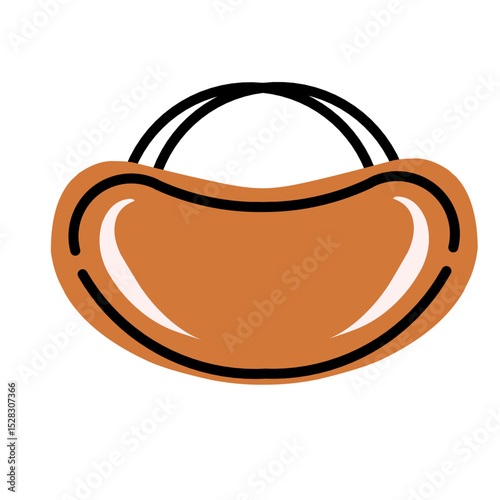 Minimalist abstract form in warm earth tone against stark obsidian background