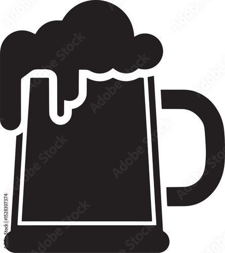 Black Beer Mug Icon Foamy Top View vector