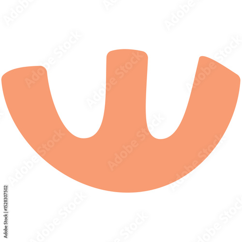An abstract orange shape with three rounded extensions on a white background is displayed here nicely