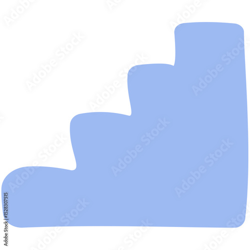 Illustration of a light blue staircase ascending upwards with a rounded cartoon style design element