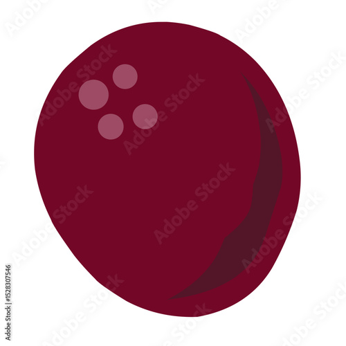 Stylized maroon bowling ball icon against a stark black background creates graphic interest