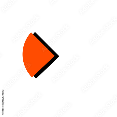 Geometric orange wedge against black backdrop suggesting simplicity and contrast