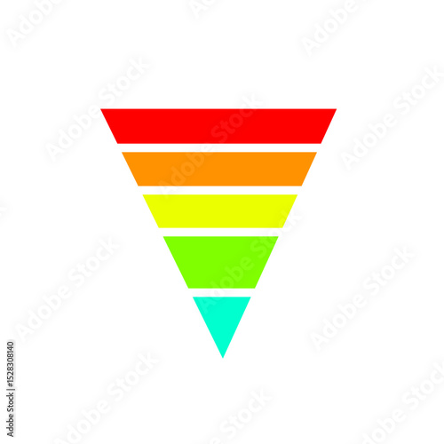 Vibrant chromatic gradient inverted triangle on a stark background illustration