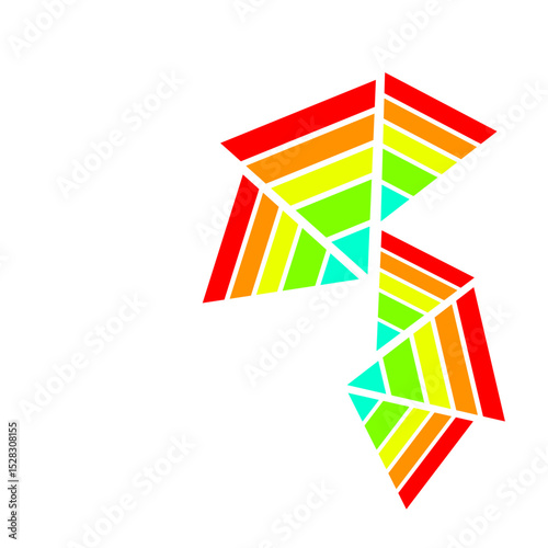 Geometric abstraction of vibrant arrows in the darkness of the void canvas