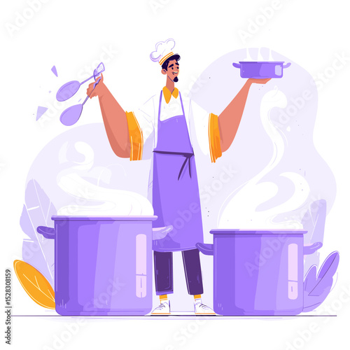 Culinary Excellence: A skilled culinary artist orchestrates a symphony of flavors and aromas, as he presents his work with finesse and a flourish.