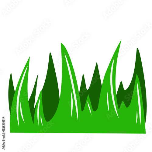 Stylized green grass illustration against a stark black backdrop aesthetic