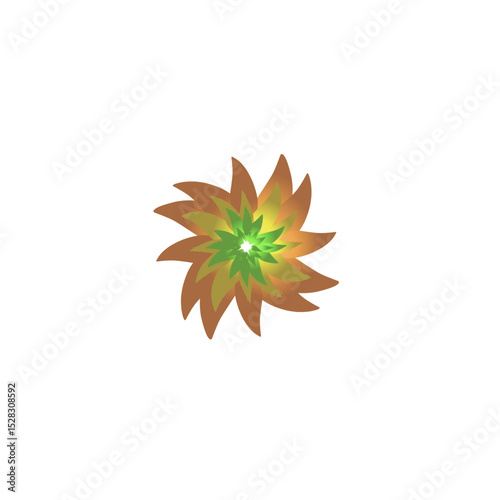 Abstract swirling floral design with vibrant colors isolated on black background