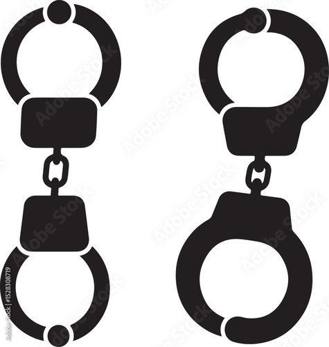A simple vector graphic of two pairs of handcuffs.