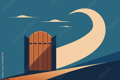 gateway, door to success, opportunity, vector illustration, abstract background