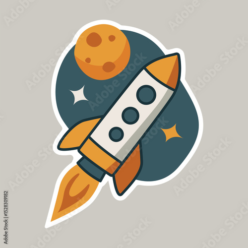 Cartoon Rocket Ship Illustration Space Exploration Futuristic Design Sci-Fi Concept Outer Space Adventure Galaxy Travel Cosmic Discovery Spaceship Artwork Astronaut Technology