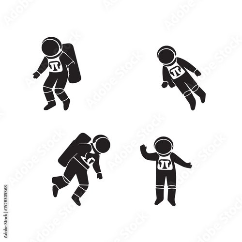 Four astronaut icons in different poses