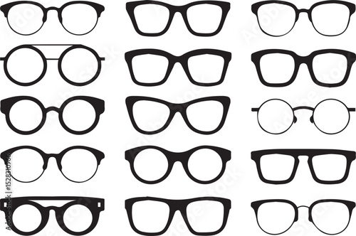 eye glass frame - minimal thin line web icon set. Outline flat icons collection set vector illustration