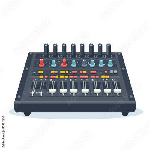 Audio Mixer vector 2D flat illustration, isolated on a white background.