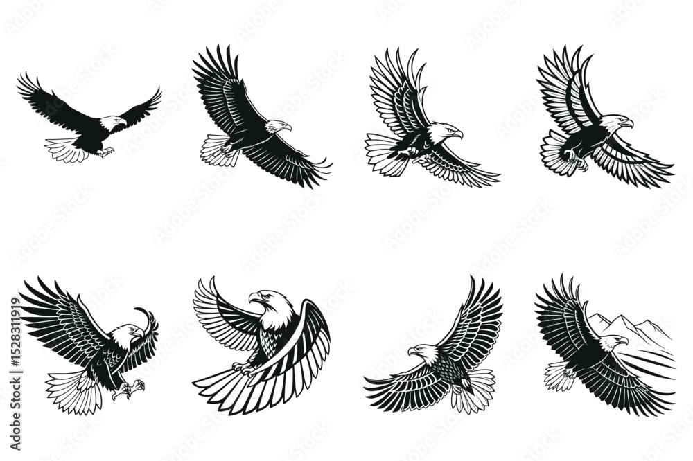 Obraz premium Powerful eagle illustrations, perfect for prints or tattoos.