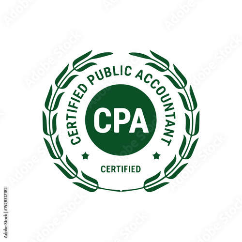 Certified Public Accountant CPA Green Logo Stamp Icon vector logo 