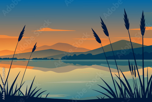 sunset on the river
