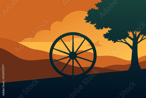 illustration of a compass on a red background