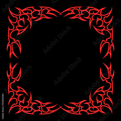 Red Neo tribal y2k frame border graphic element