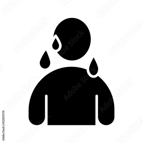 Icon sof Sweating Person with Sweat Drops, vector illustration on a white background.
