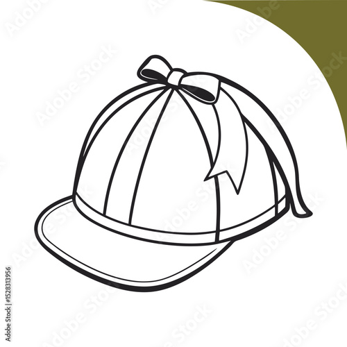 Simple Line Art Illustration of a Sherlock Holmes Style Detective Character with Deerstalker Hat and Pipe