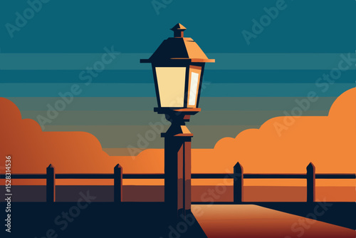 street lamp in the sunset