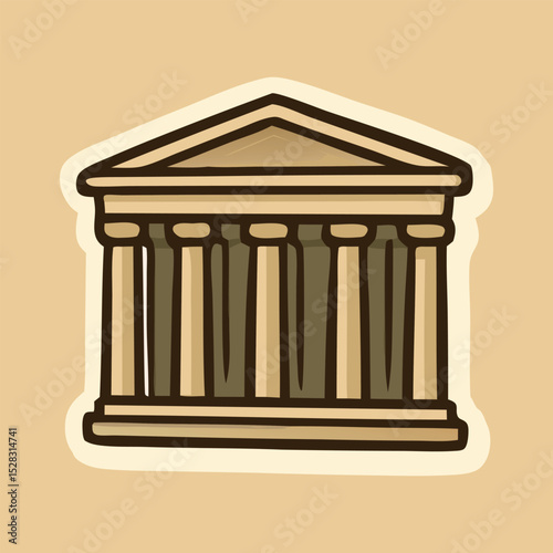 Ancient Greek Roman Temple Illustration Classical Architecture Historic Landmark Cultural Heritage Historic Columns Pediment Monumental Design Archaeological Site Artistic Representation