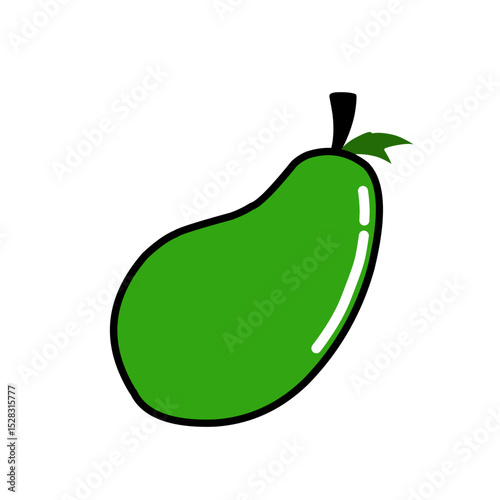 Stylized pear illustration against a minimalist black background creates visual impact