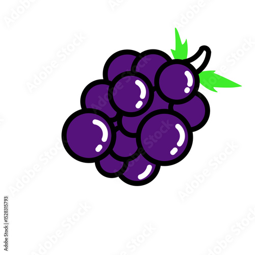 Stylized grape cluster illustration against a stark black backdrop design