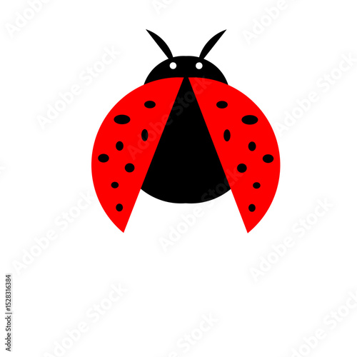 Stylized ladybug illustration with vibrant red wings against a black backdrop