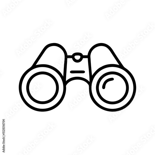 Minimal line art of binoculars in angled perspective, ideal icon for outdoor adventure, birdwatching and hiking themes