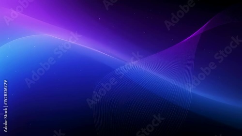 Abstract blue and purple gradient background with subtle flowing lines and light particles. Modern digital wave pattern. Animated footage.