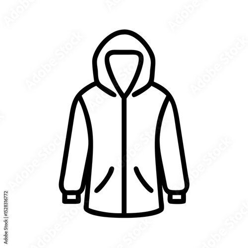 Hoodie or jacket icon in modern outline style on transparent background, great for camping gear labels or cool weather app illustrations