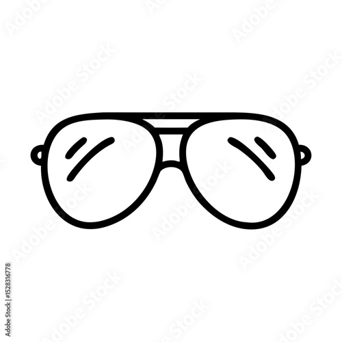 Aviator sunglasses icon in modern line art style on transparent background, perfect for summer travel, vacation, or lifestyle user interfaces