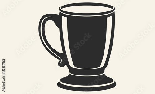 Coffee mug icon, black cup silhouette, tea mug design, simple kitchen illustration