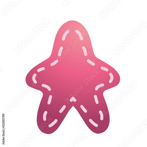 Stylized pink starfish with dashed line detail on a stark black background