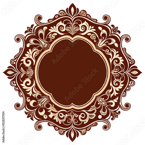 frame, ornate, decorative, vintage, floral, swirls, elegant, antique, retro, brown, beige, design element, border, emblem, badge, label, invitation, wedding, greeting, card, template, classic, luxury,