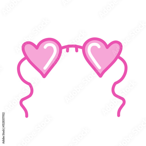 Charming pink heart-shaped glasses on dark backdrop enhance cute style