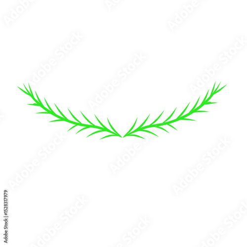 Minimalist vibrant greenery graphic element on a dark background design