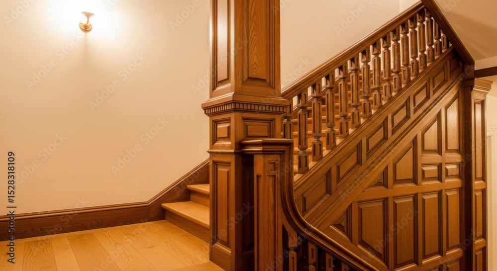 Obraz premium Background for Inspiring Thoughts Wooden Staircase and Warm Light