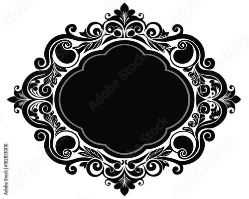 frame, floral, black, white, decorative, ornate, vector, design, elegant, vintage, flourish, swirl, leaf, botanical, invitation, label, badge, emblem, border, retro, classic, wedding, greeting, design