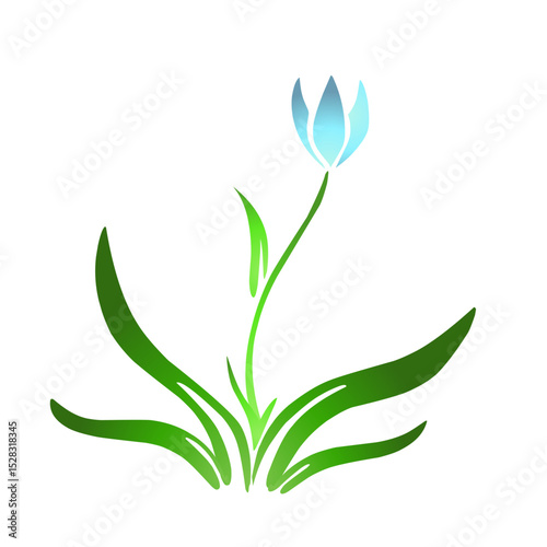 Stylized floral emblem with ethereal glow on a deep black background field