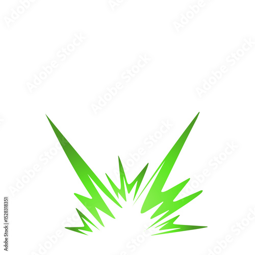 Emerging luminescence: Geometric green burst on stark backdrop of absolute darkness